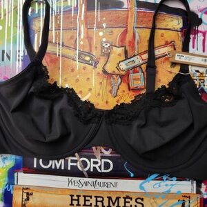 SKIMS Charcoal Lace Detail Bra